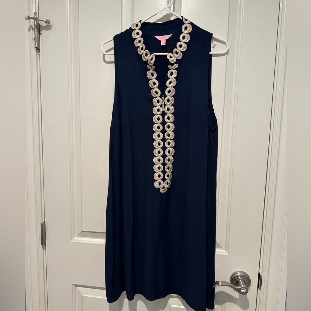 Lilly Pulitzer Jane Shift size 14 - navy with beautiful gold trim